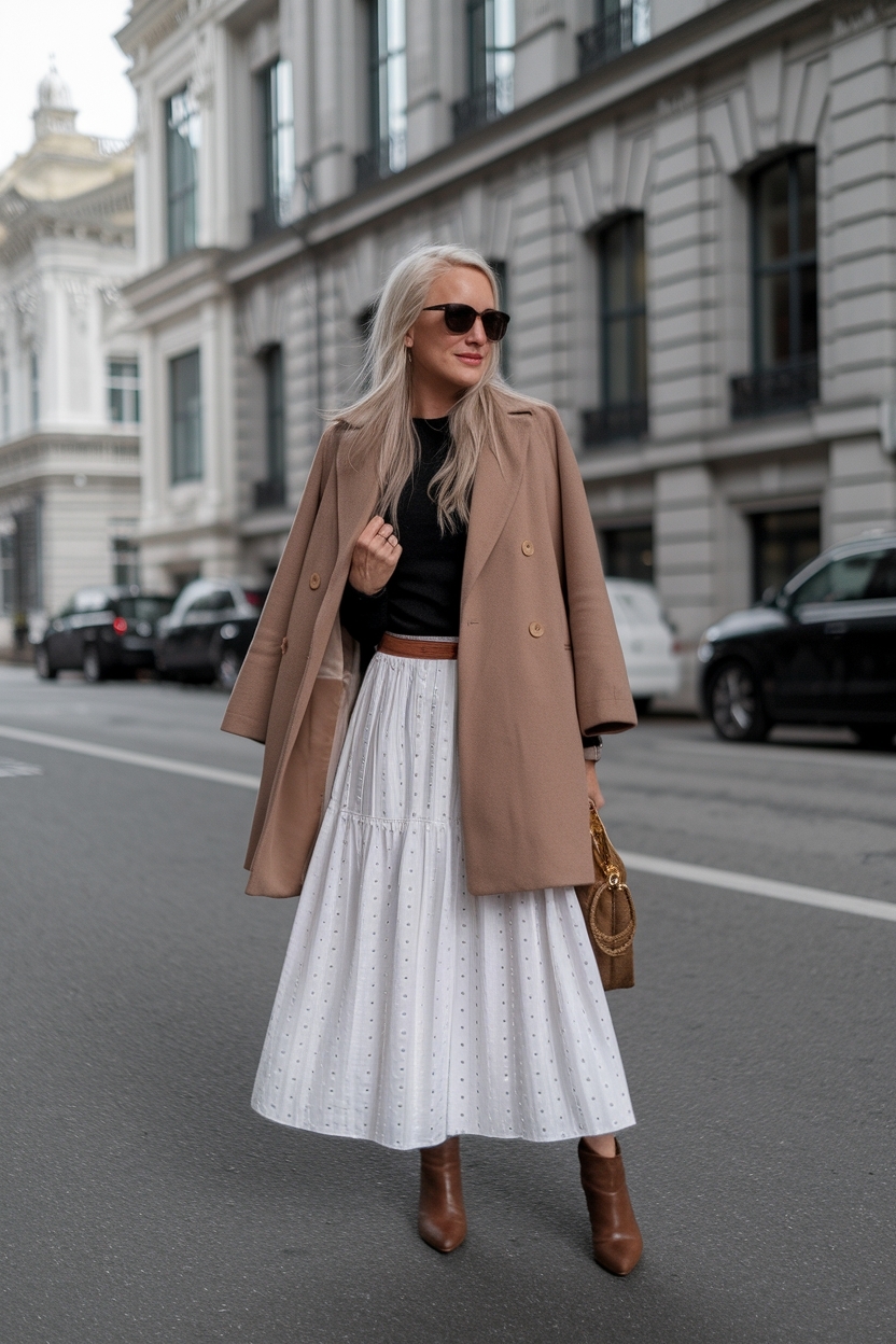 White Long Skirt Outfit Ideas: Effortless Elegance outfit idea