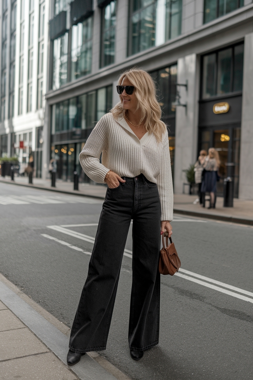 Wide Leg Black Jeans Outfit: Effortlessly Cool Choices outfit idea
