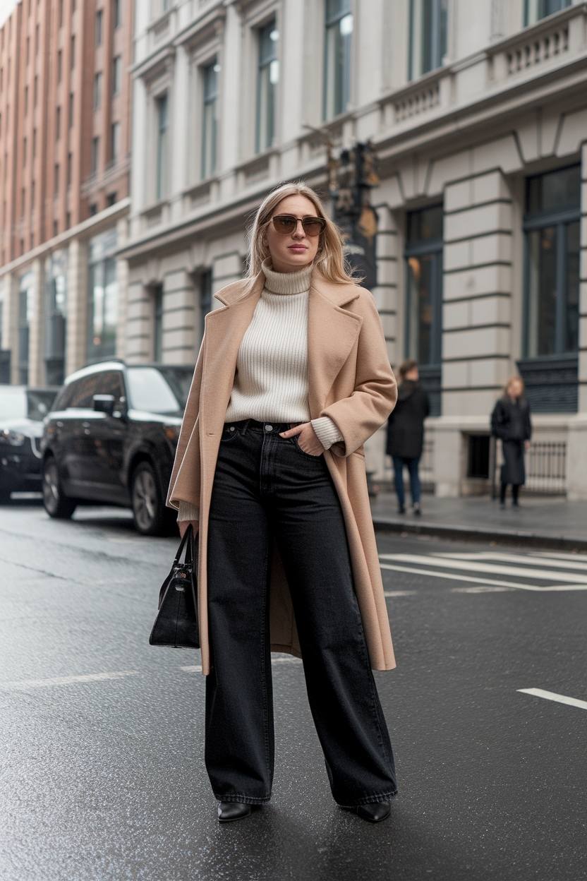 Wide Leg Black Jeans Outfit Winter: Effortlessly Chic Options outfit idea