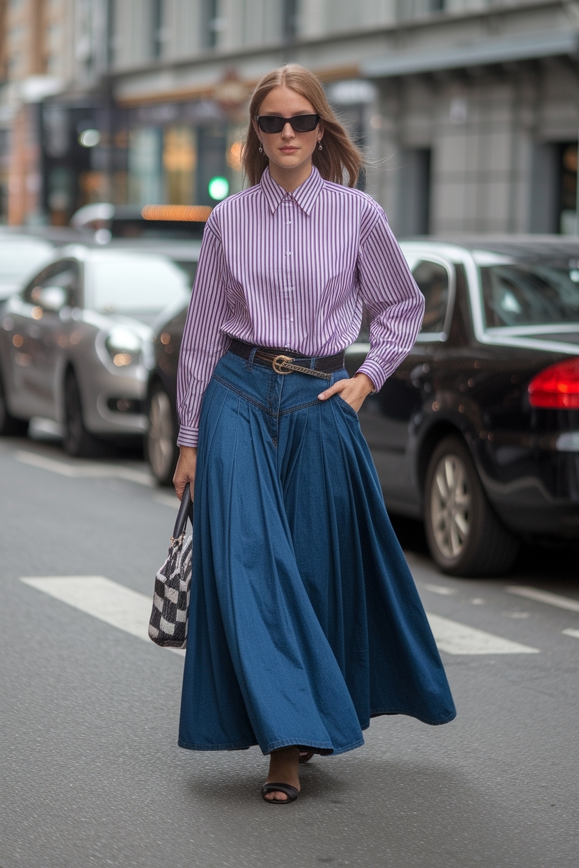 Women Long Denim Skirt Outfit: Versatile Styling Options outfit idea